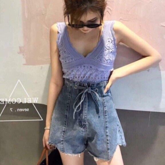 quần short jean nữ mẫu siêu đẹp xỏ dây cột nơ sang chảnh 547