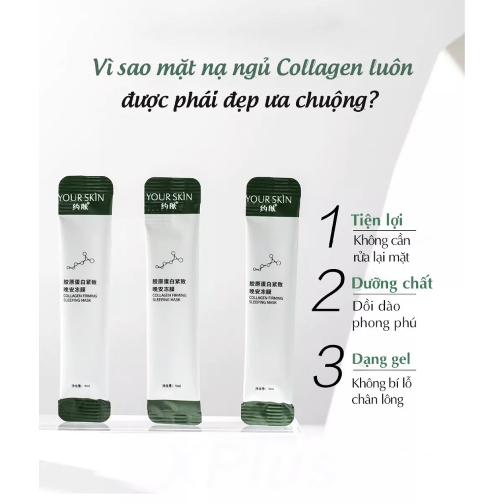 1 Gói Mặt Nạ Ngủ Dạng Gel Collagen Giúp Nâng Cơ Trắng Sáng Yanjiayi 4ml