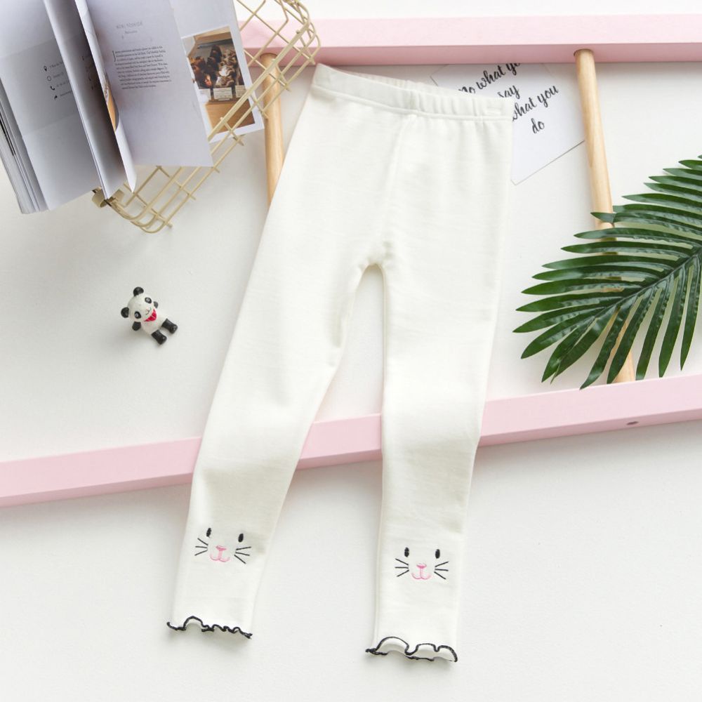 Quần legging dày mềm mại giữ ấm mùa đông in hình mèo dễ thương cho bé gái