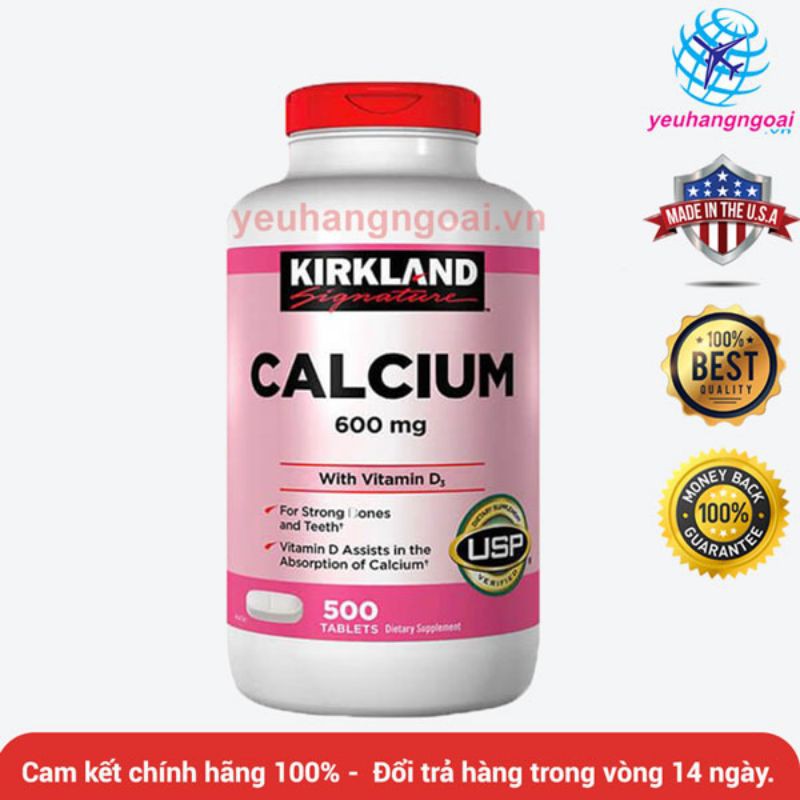 Viên uống bổ sung Canxi Kirkland Calcium 600mg Vitamin D3