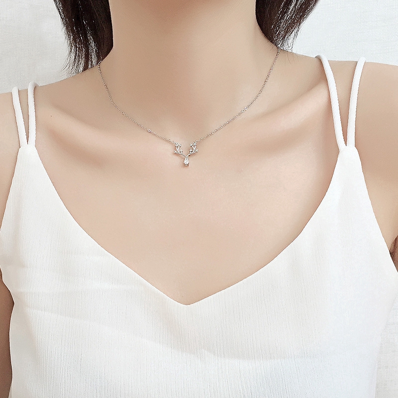 Vòng cổ mặt hình sừng hươu đính đá Zircon thời trang tuyệt đẹp | BigBuy360 - bigbuy360.vn