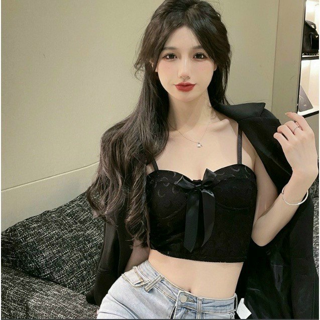 Bra 2 Dây Cúp Ngực Gợi Cảm Sexy Kiểu Dáng Trẻ Trung Ren Hình Mặt Trắng