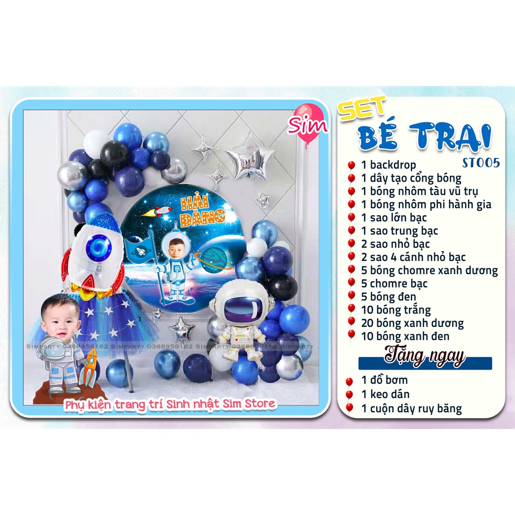 Set trang trí sinh nhật, trang trí thôi nôi, đầy tháng bé trai bé gái hot trend siêu dễ thương trọn bộ đầy đủ Simparty