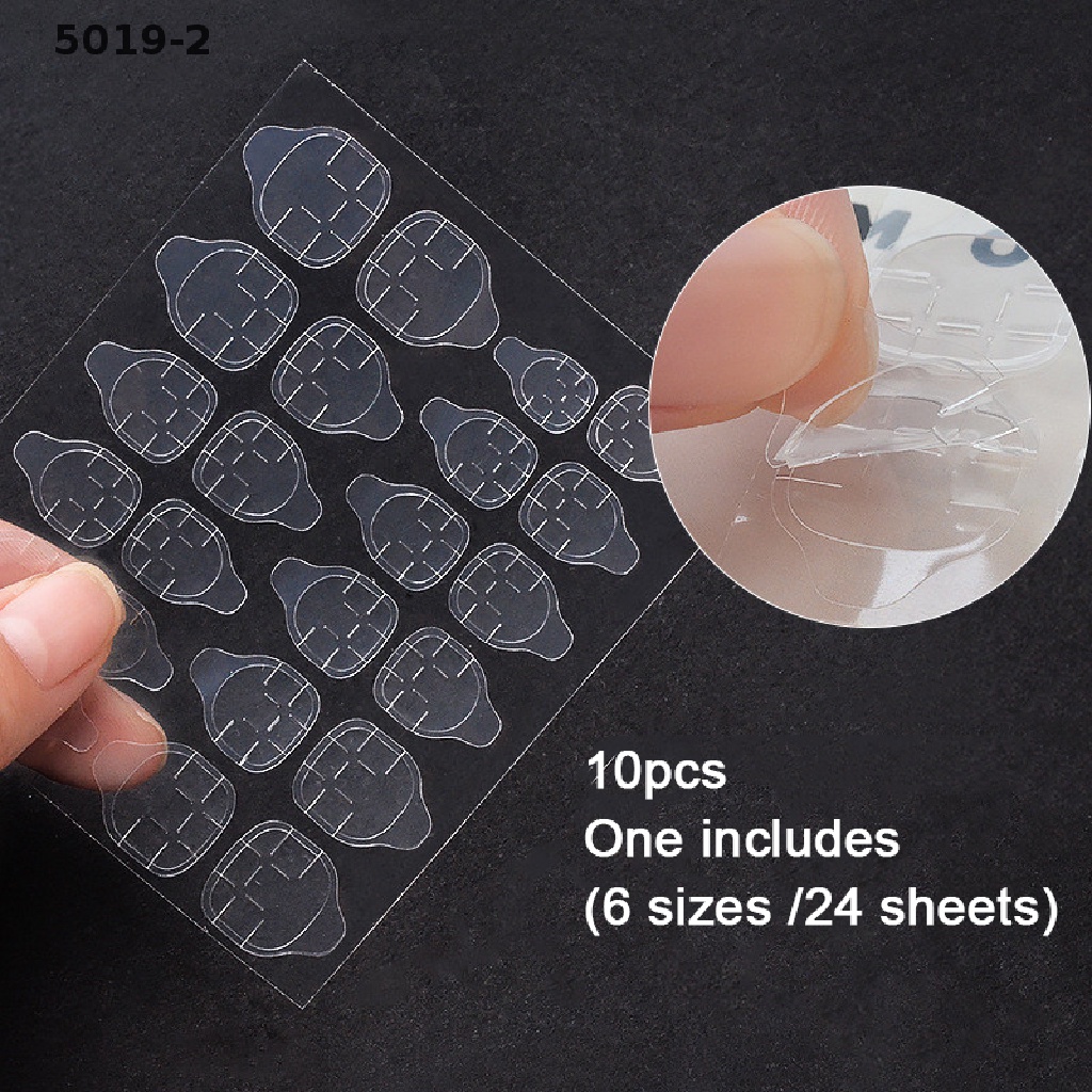 [GAV] 10 Sheets/240pcs Double Sided False Nail Art Adhesive Tape Glue Sticker DIY {VN}