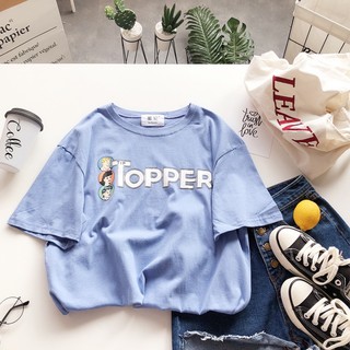 Áo thun nữ tay lỡ in chữ topper 3 màu