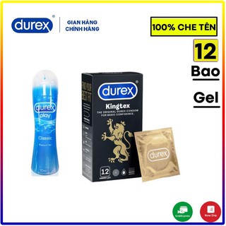 Bộ 2 bao cao su Durex Kingtex 12 bao & Gel bôi trơn Durex Classic 50ml.