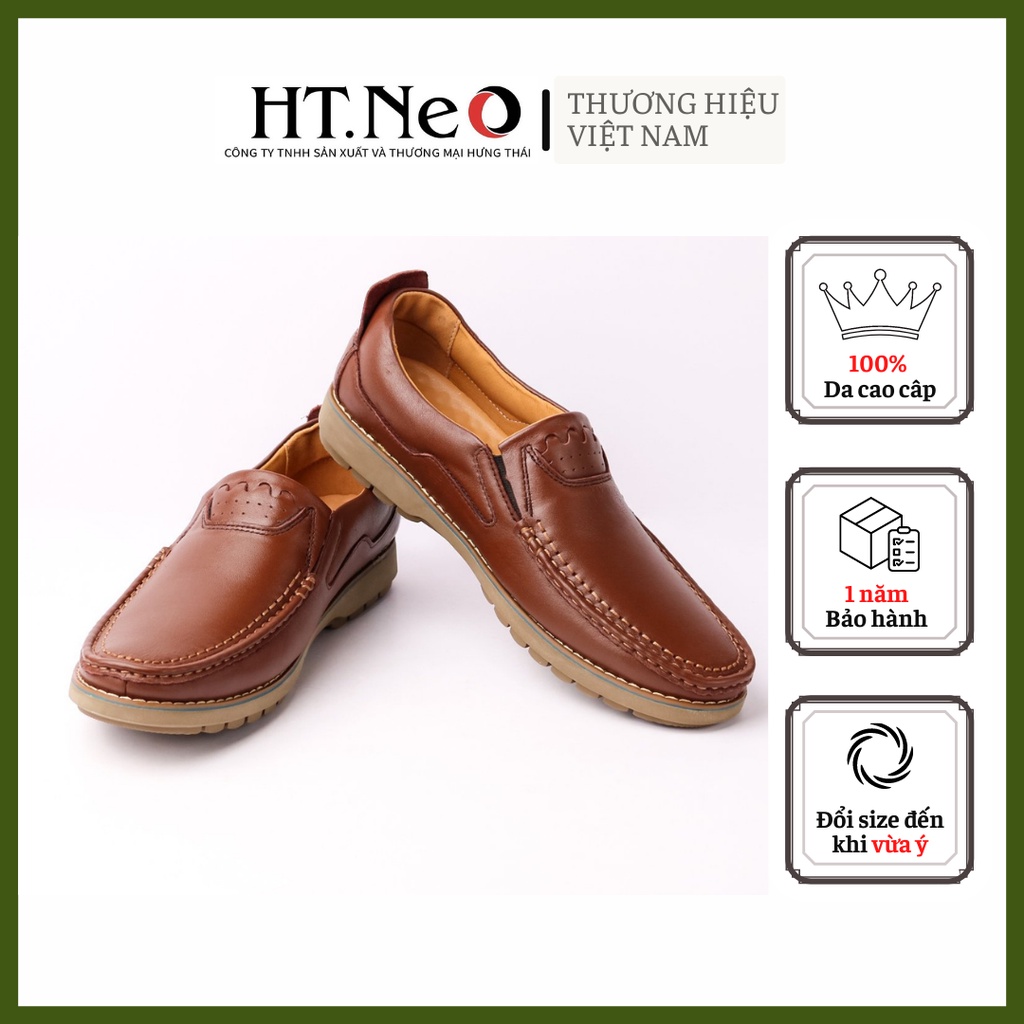 Giày mọi nam da bò - giày mọi da bò HT.NEO (2) 100% da bò mềm mại thấm hút mồ hôi, thiết kế đầy nam tính (GM61)