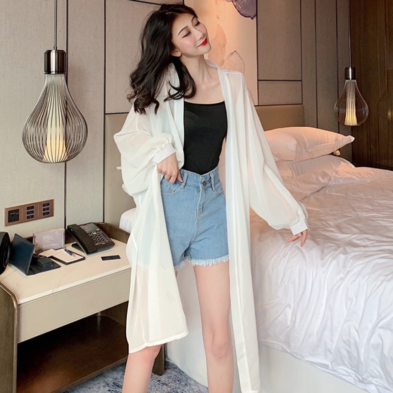 Áo khoác Cardigan tay dài chống nắng mặt trời thiết kế thanh lịch cho phái nữ