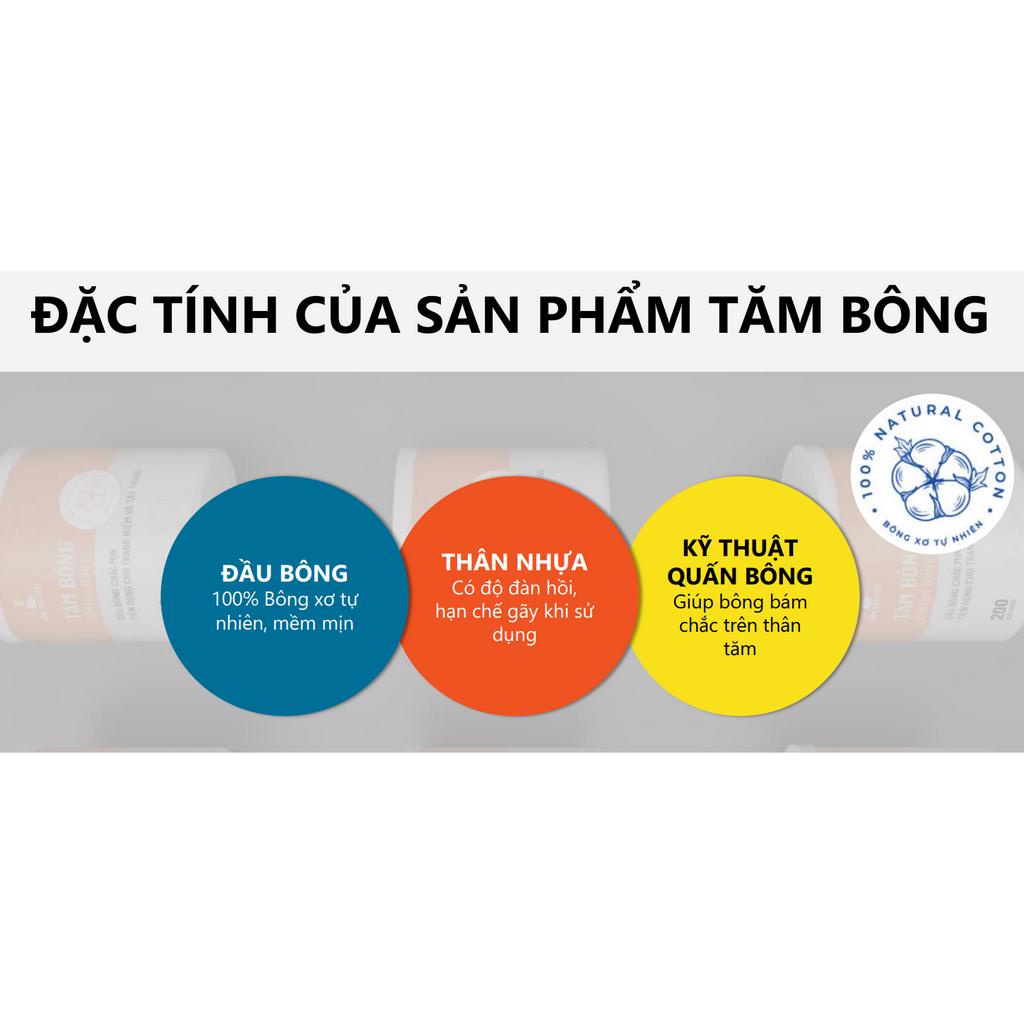 Tăm bông trẻ em Bông Bạch Tuyết 336 que/ hộp tròn