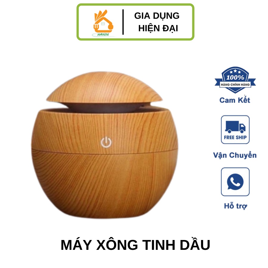 Đèn xông tinh dầu gỗ tròn mini ,khuyết tán thư giãn thiết kế nhỏ gọn bền đẹp phù hợp mọi không gian