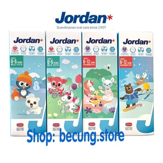 Kem đánh răng Jordan cho bé vị dâu & vị nho 75g 0-5 tuổi, 6-12 tuổi.