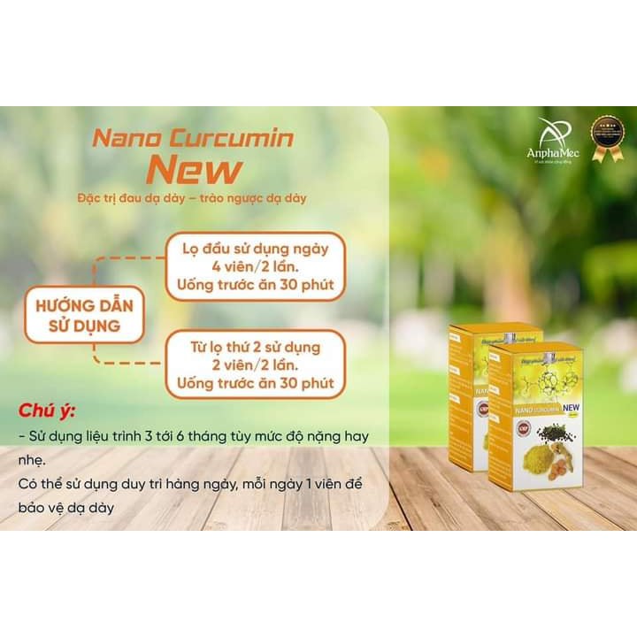 Tinh nghệ Nano Curcumin New [CHÍNH HÃNG] hỗ trợ dạ dày - tá tràng cực tốt, hộp 60 viên