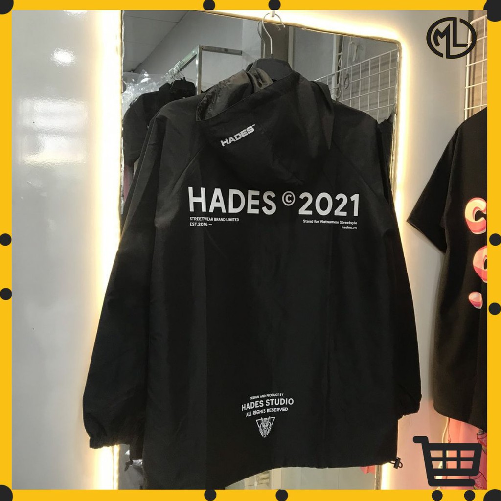 Áo Khoác Dù Nam mẫu HADES sói màu đen form rộng - vải dù 2 lóp dày dặn unisex - MAYLAN STORE