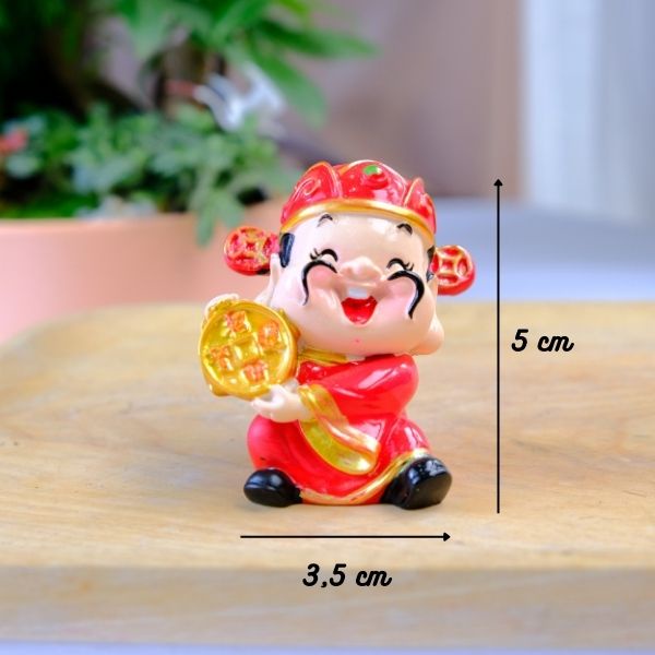 Tượng ông thần tài phong thủy trang trí tiểu cảnh sen đá , cây cảnh , thủy sinh . Kíck thước 3,5 x 5 cm