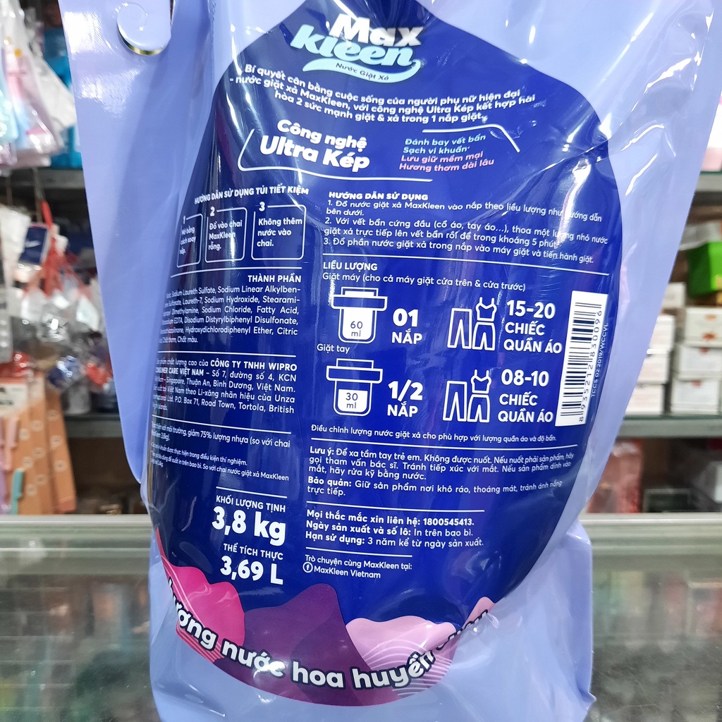 Nước giặt xả Maxkleen hương nước hoa huyền diệu 3,8kg