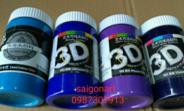 Màu Acrylic 3D Vẽ Mọi Chất Liệu 300ml Đủ Màu