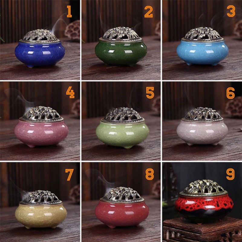 Lư Gốm Xông Trầm Hương Hàng Đẹp, Để Bàn Làm Việc,  Ban Thờ