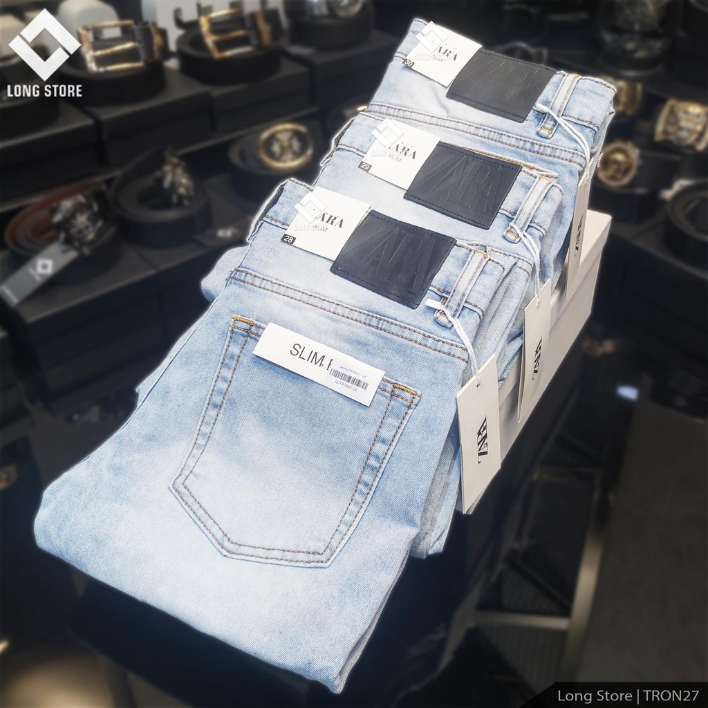 Quần jean nam xanh nhạt đẹp chuẩn Hàn Quốc chất bò co giãn cao cấp ống đứng dáng ôm skinny có big size Tron27 | BigBuy360 - bigbuy360.vn