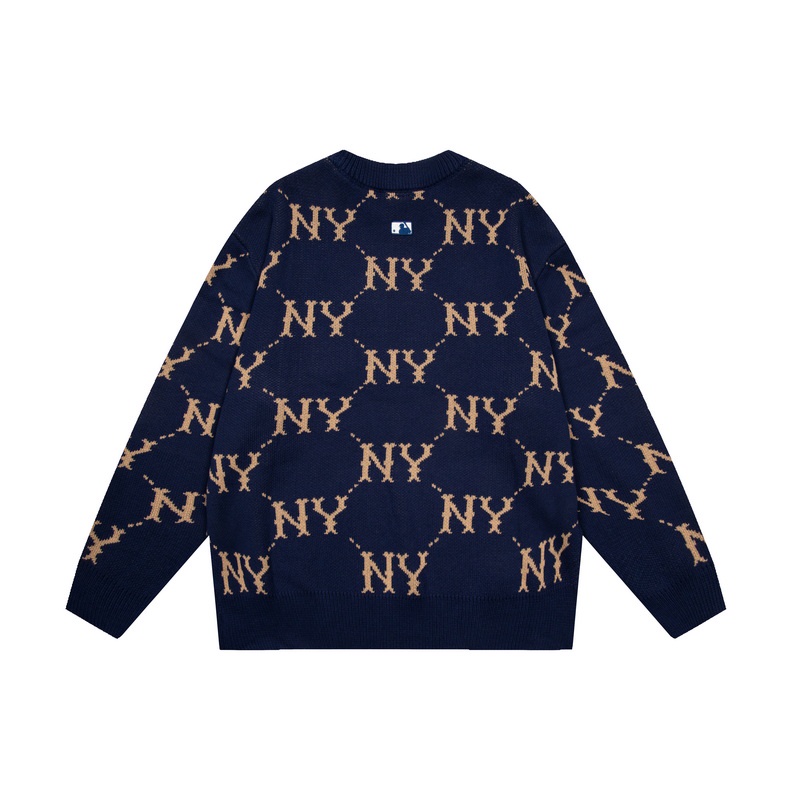 ❤❀  ❤ Mlb Áo Sweater Dệt Kim Tay Dài Cổ Tròn Thêu Chữ NY Cá Tính