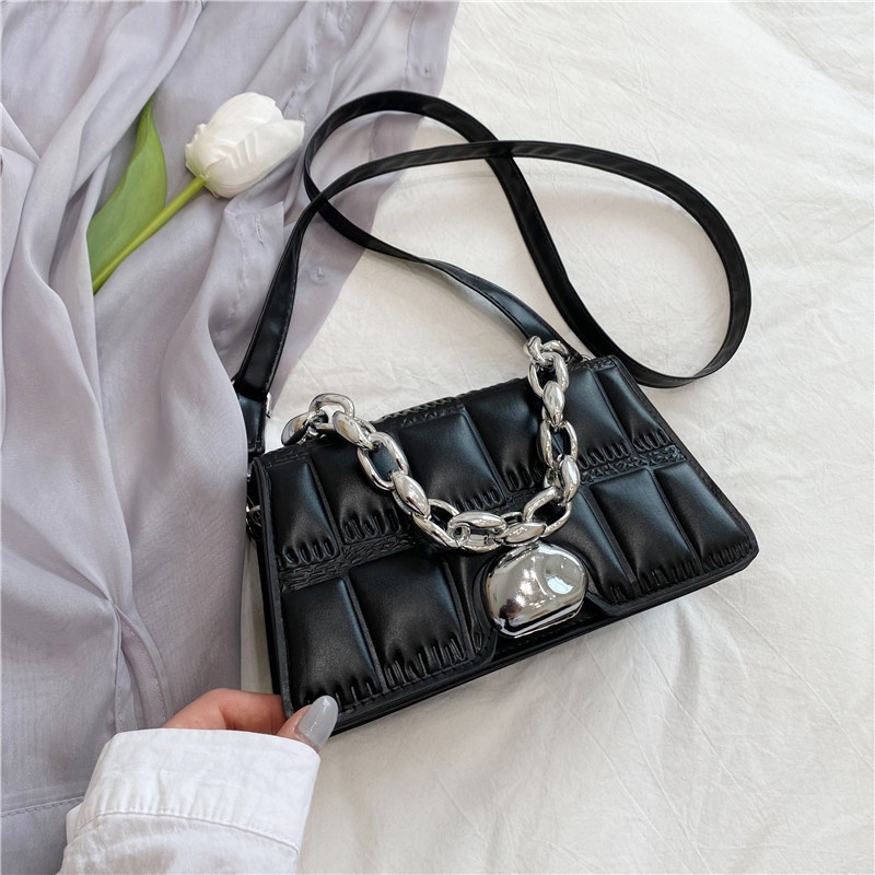 Túi Đeo Chéo Da PU Dáng Vuông Nhỏ Họa Tiết Hình Thoi Đơn Giản Phong Cách Retro Thời Trang Cho Nữ