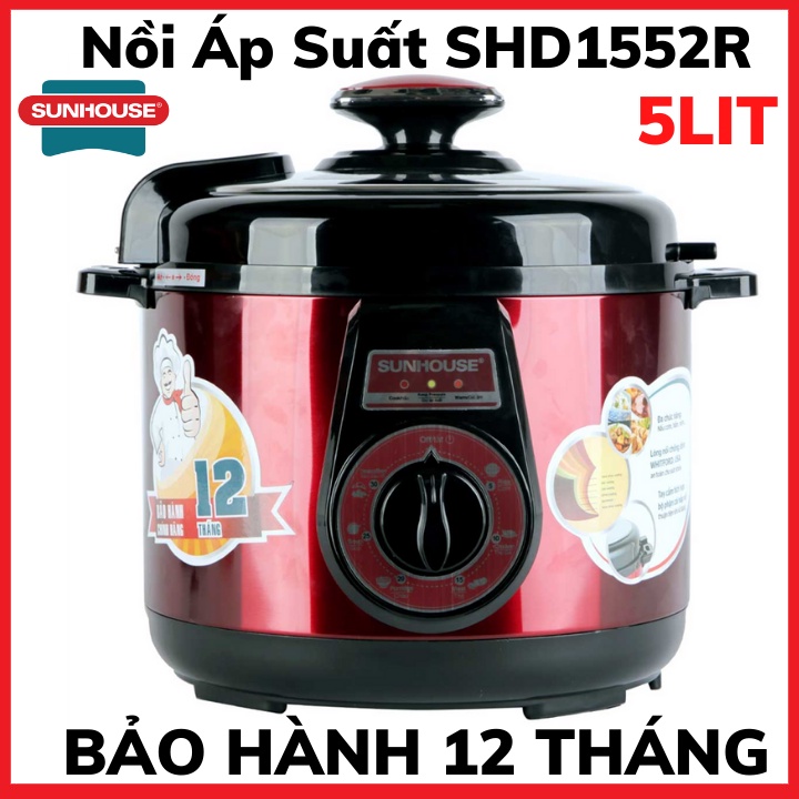 Nồi áp suất, Nồi áp suất điện đa năng Sunhouse SHD1552R, Bảo hành 12 tháng, Ninh kỹ hầm nhừ, Giữ trọn vị ngon thực phẩm