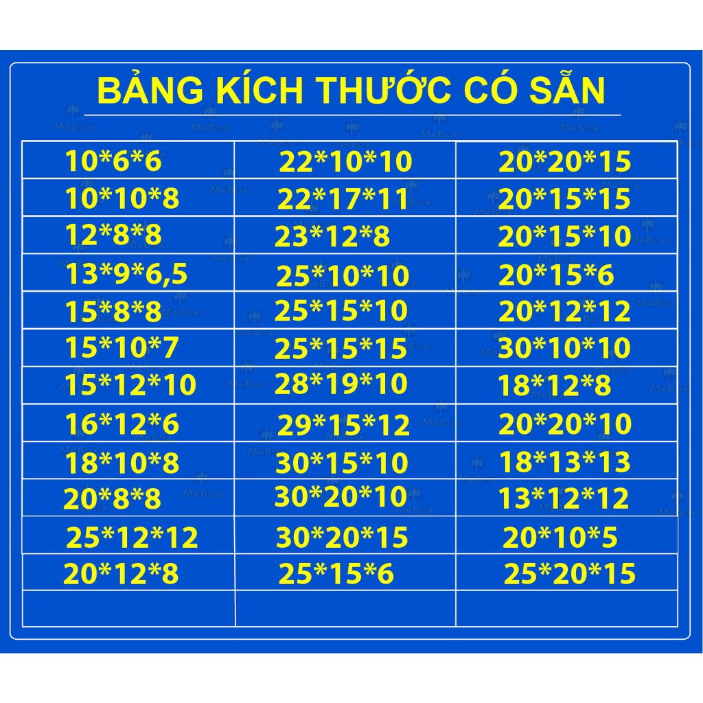 thùng hộp đóng hàng 20x20x15 bộ 20 cứng cáp