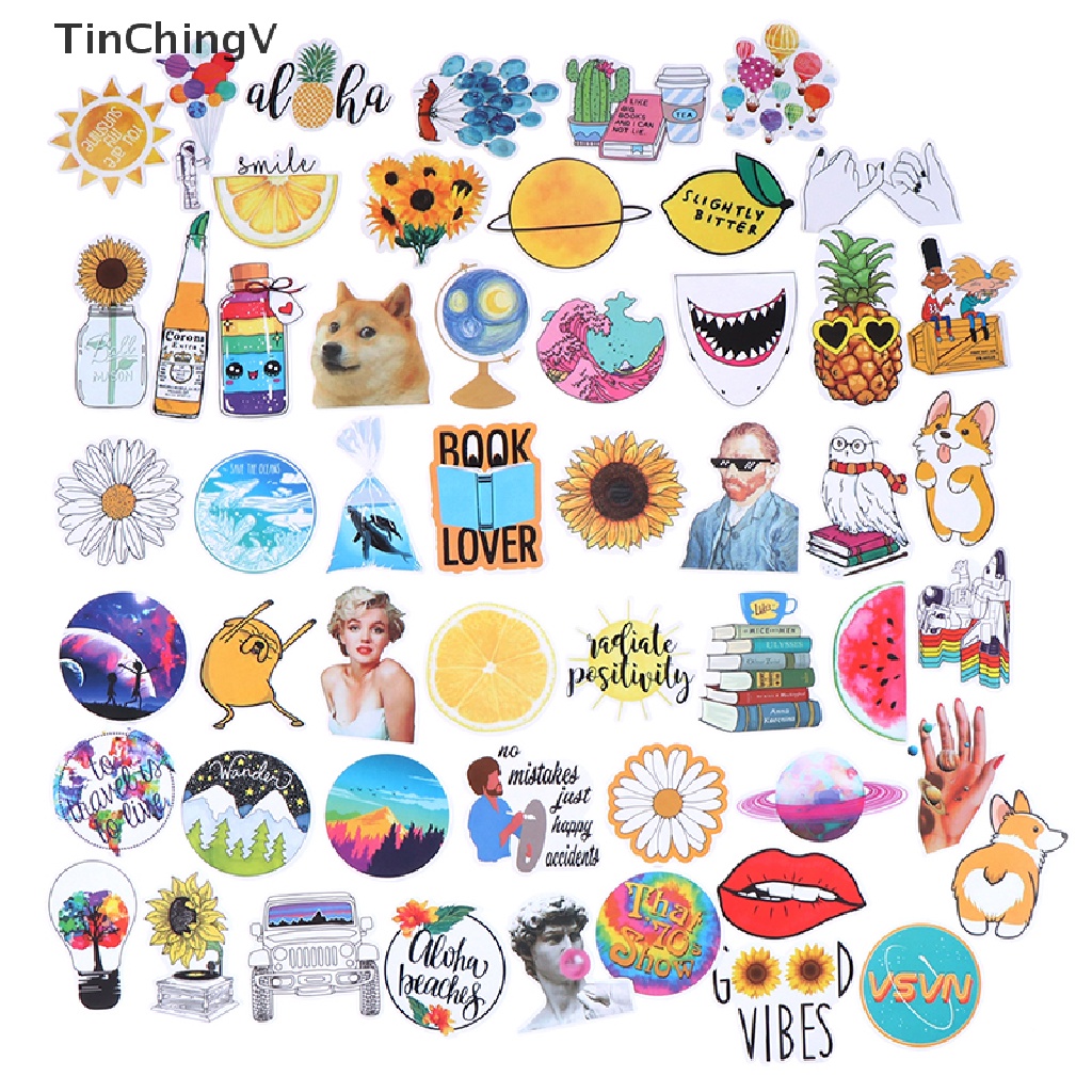 Bộ 53 Miếng Dán Màu Vàng Nhạt Dùng Trang Trí Sổ Tay DIY