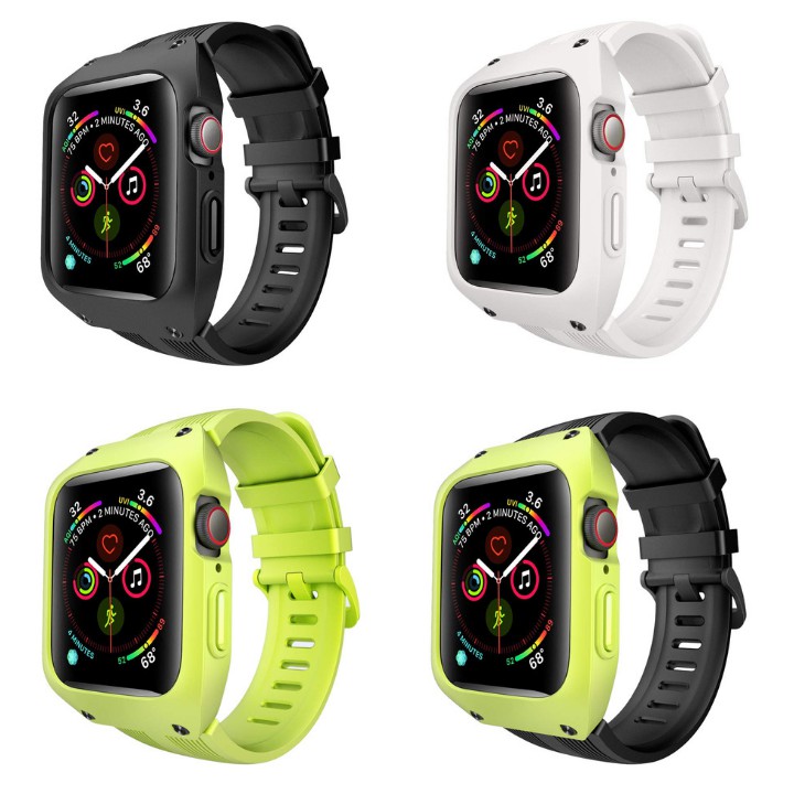 dây đồng hồ Apple Watch, dây cao su kèm ốp chống sốc cao cấp cho Apple Watch