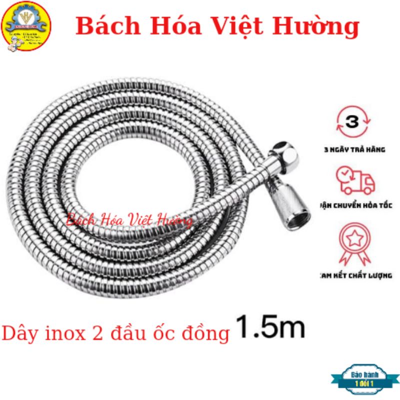 [GIÁ RẺ] Dây sen, dây vòi hoa sen, dây sen tắm inox cao cấp không gỉ dài 1.5 mét chịu áp lực tốt