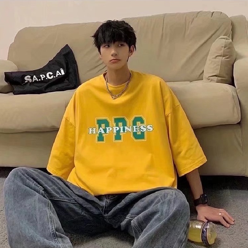 Áo Thun Tay Ngắn Dáng Rộng In Chữ Phong Cách Hip Hop Hàn Quốc Thời Trang Mùa Hè Cho Nam Giới Có Size M-5XL