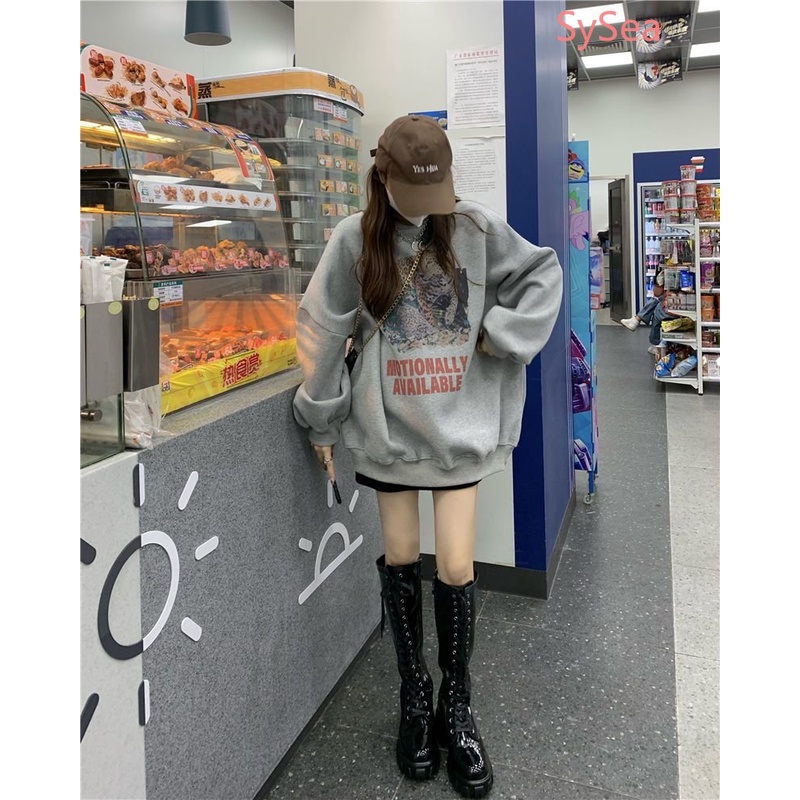 Áo Nỉ In Họa Tiết Hoạt Hình Phong Cách Retro Hàn Quốc