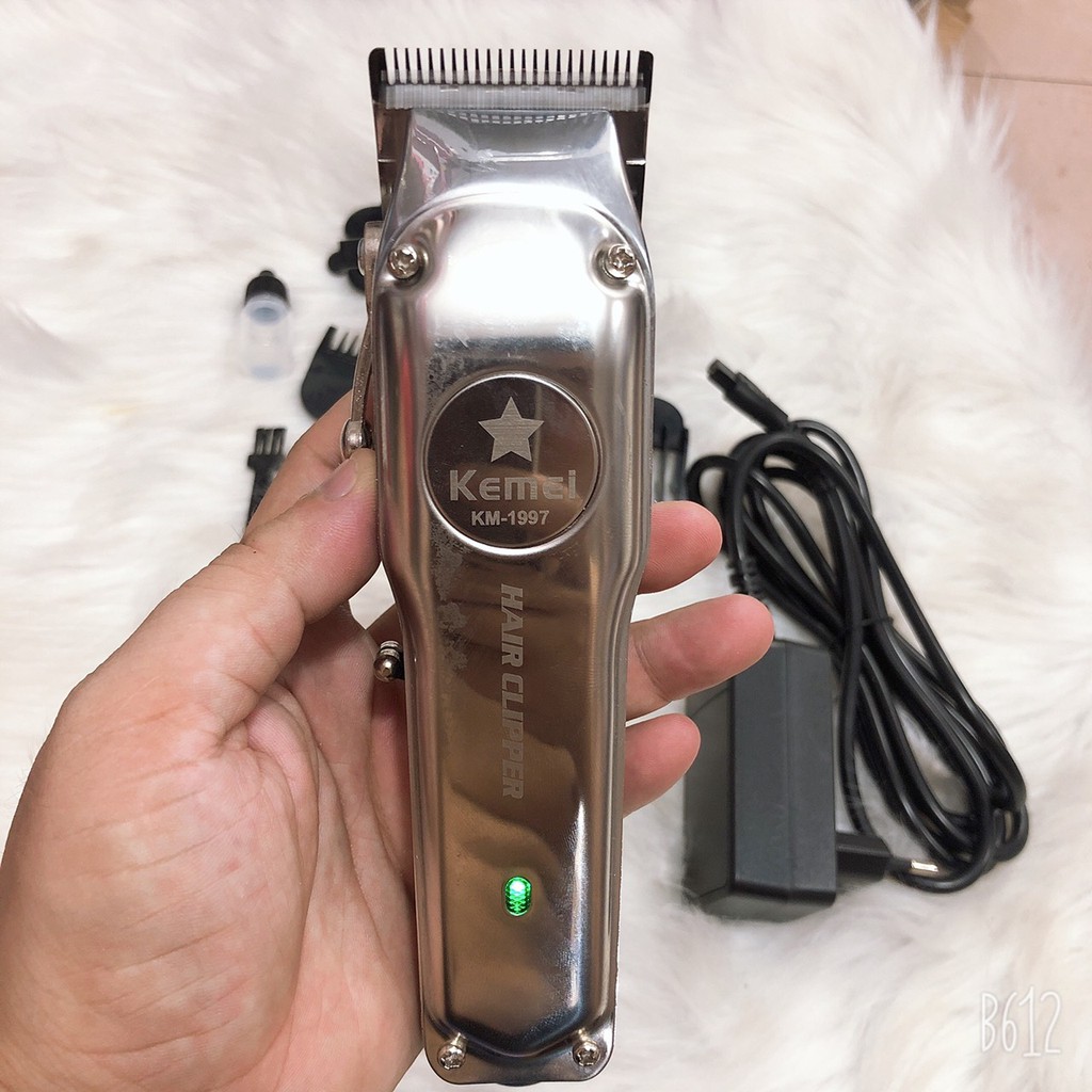 Tông đơ cắt tóc chuyên nghiệp kemei 1997 pin lithium 2500mAh sử dụng 300 phút ( Màu Bạc)