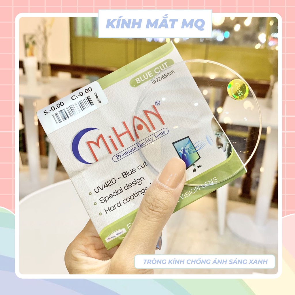 Tròng kính cận 0-6 độ chống ánh sáng xanh, chống UV400 Mihan Hàn Quốc