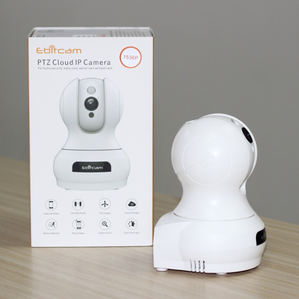Camera IP Wifi Ebitcam E3 phân giải 3.0MP 1536P siêu nét hồng ngoại ban đêm - đàm thoại 2 chiều (Trắng)