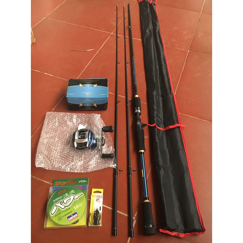 combo lure bạo lực cần shimano 2 ngọn và máy ngang yumoshi LV201