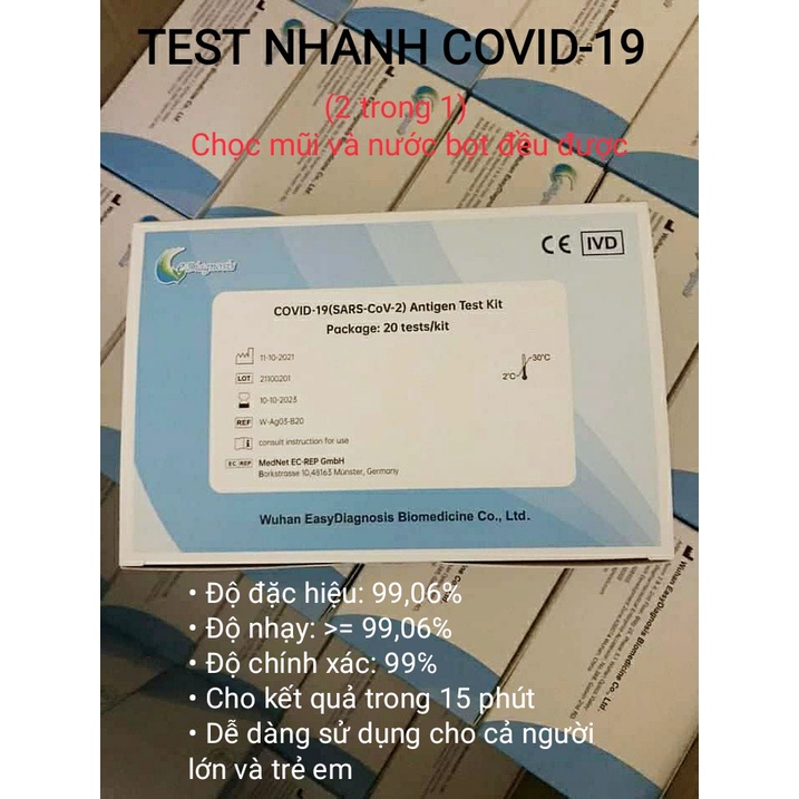 1 HỘP TEST NHANH COVID 19 ( 20 Test) - 2in1 - Test mũi hoặc test nước bọt đều được