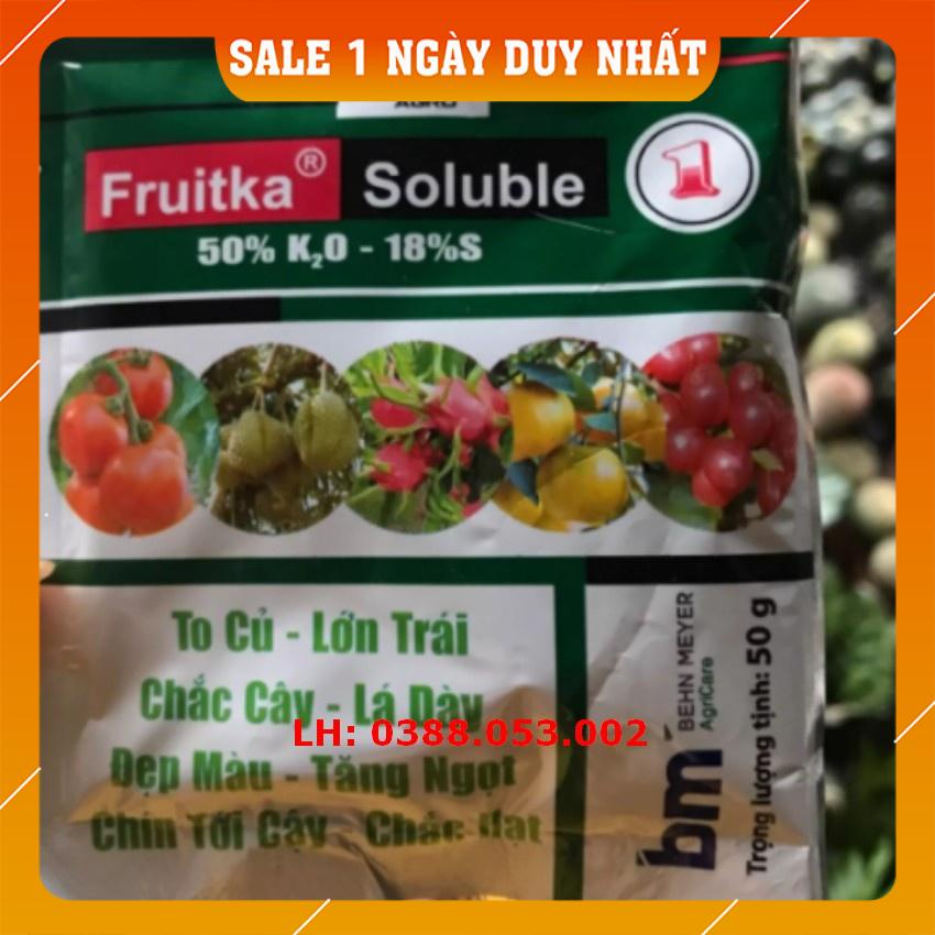 Kali Trắng - Phân Bón Fruitka 50%Kali (Gói 50g)- chống Rụng trái, to củ, lớn trái, ngọt quả