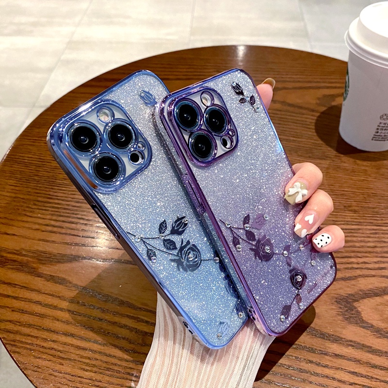 Ốp Điện Thoại Silicon Mềm Trong Suốt Mạ Điện Lấp Lánh Cho iPhone 14 13 12 11 Pro Max X XR XS Max