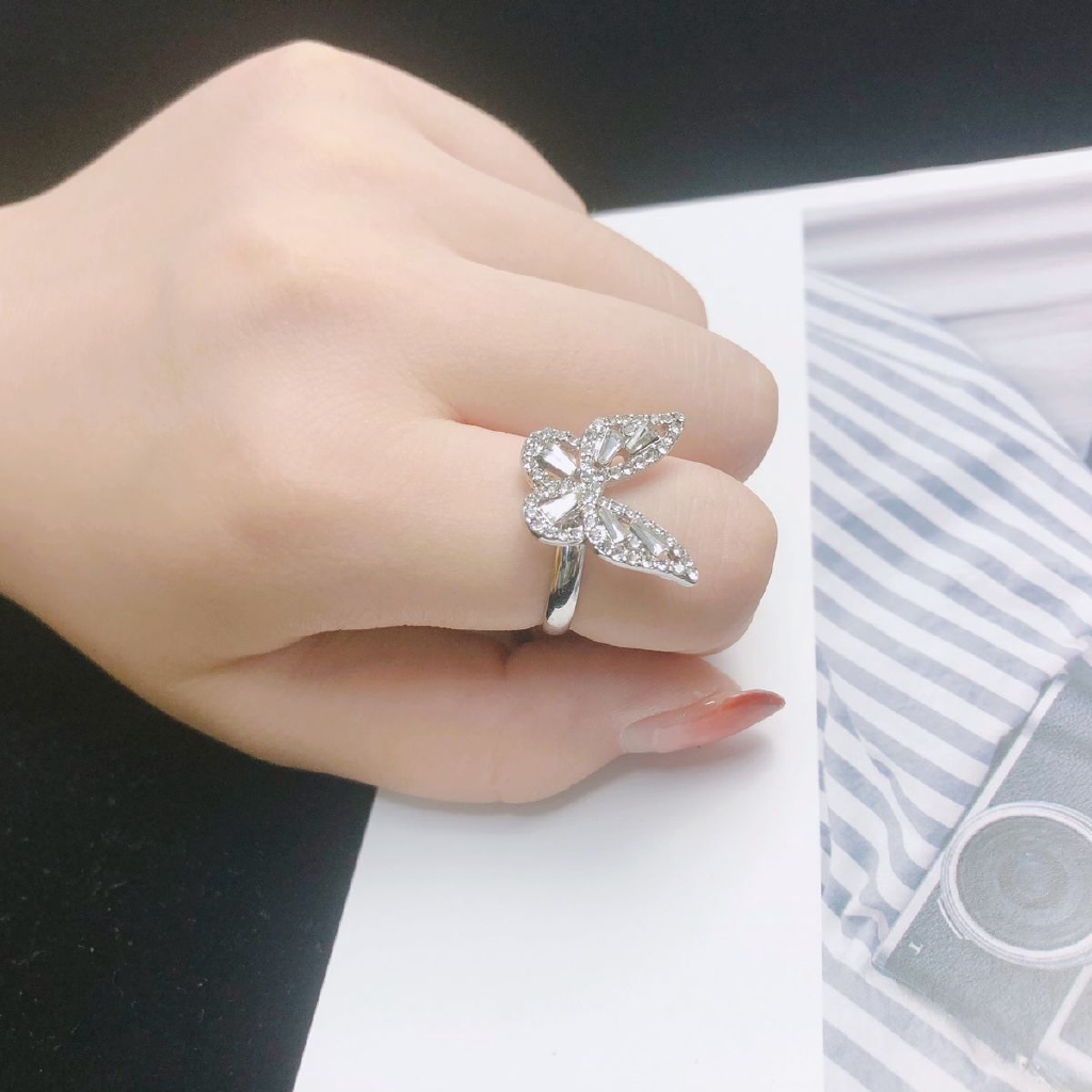 Nhẫn Hình Bướm Ba Chiều Đính Đá Pha Lê Sáng Bóng Phong Cách Nhật Hàn 22439