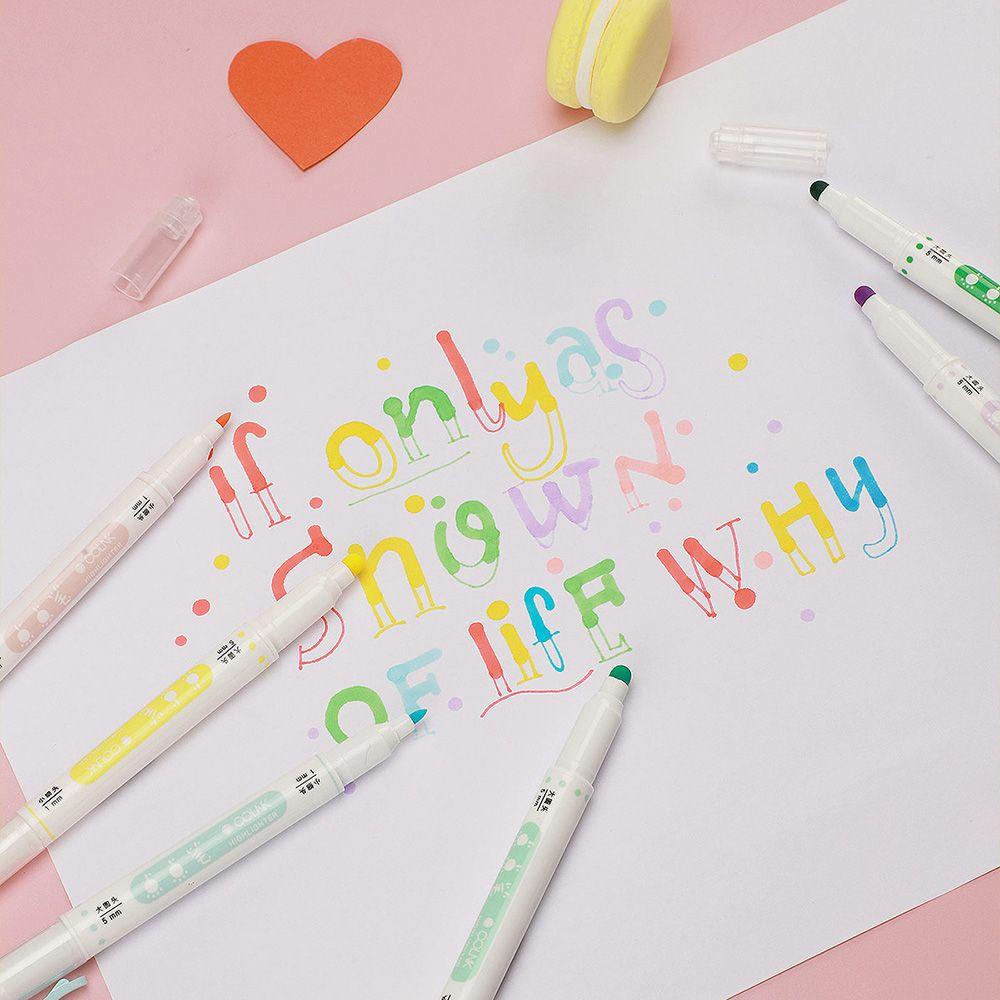 LANSEL Set 6 Bút Vẽ Bắt Sáng Hai Đầu Tiện Dụng