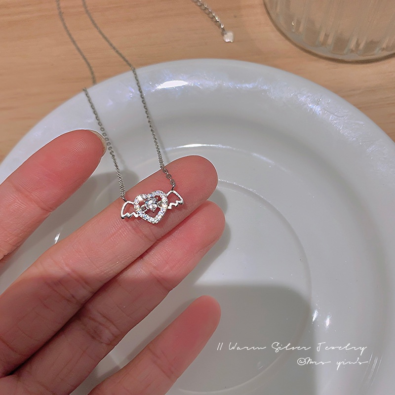 Vòng cổ Ngắn Mặt Cánh Thiên Thần Tình Yêu Đính Đá Sang Trọng Lãng Mạn Phong Cách Hàn Quốc Dành Cho Nữ