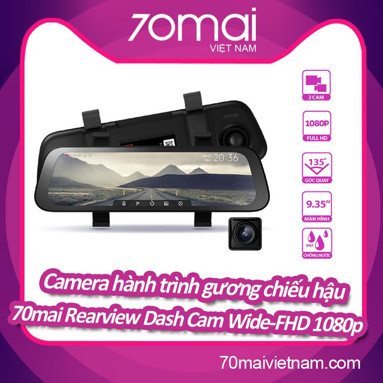 Camera hành trình [FREESHIP] Camera hành trình gương chiếu hậu 70mai Rearview Dash Cam Wide 9.35inchs | FHD 1080P | BigBuy360 - bigbuy360.vn