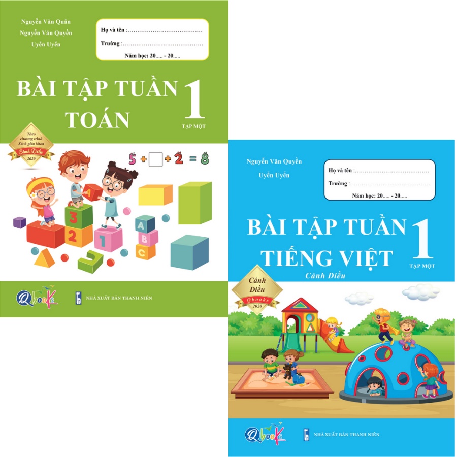Sách - Combo 4 cuốn Bài tập Tuần và Đề Kiểm Tra Môn Toán, Tiếng Việt Lớp 1 - Tập 1 - Cánh diều - QC 140