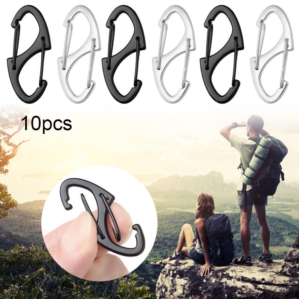 Myrongvn 10 Chiếc Móc Carabiner Hợp Kim Kẽm Màu Đen|Khóa Hai Mặt Hình Chữ S Cho Ba Lô