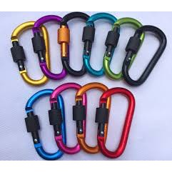 Móc khóa nhôm đa năng bản Lớn - phụ kiện đi phượt carabiner chữ D khoá xoay 8cm Chammart