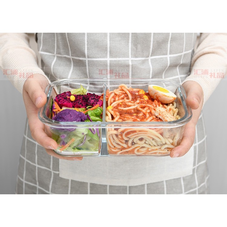 Bộ hộp cơm, đựng đồ ăn văn phòng bằng thủy tinh hình chữ nhật cao cấp, chịu nhiệt (Dùng được lò vi sóng) 1000ml | BigBuy360 - bigbuy360.vn