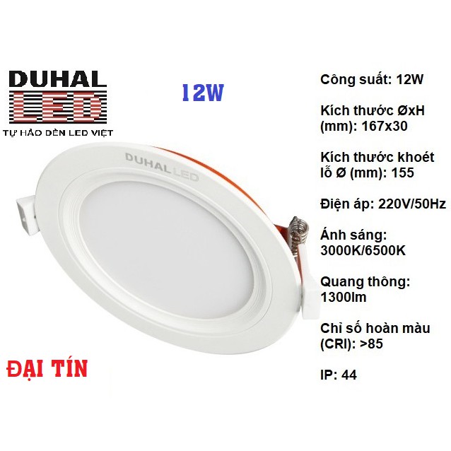 ĐÈN LED ÂM TRẦN PANEL DUHAL 12W