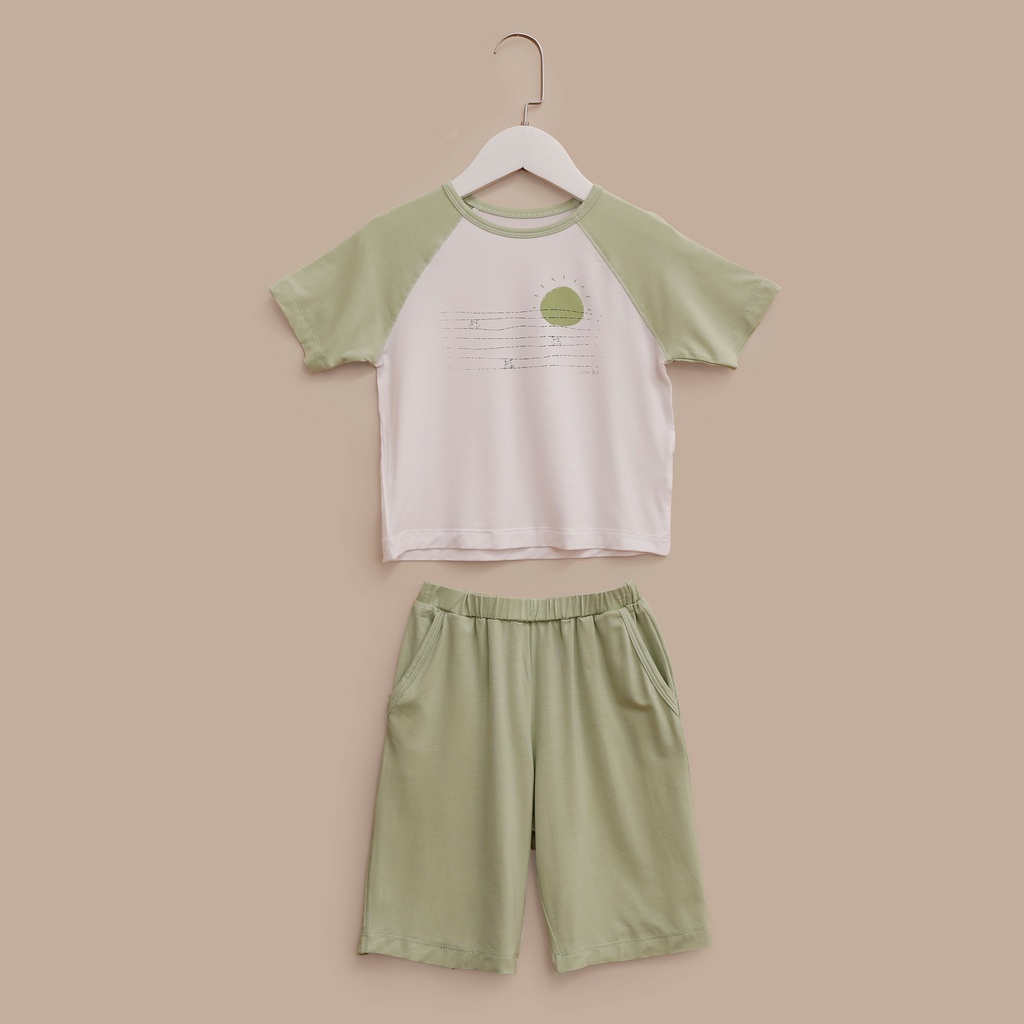 Bộ Quần Áo Cộc Nous Màu Xanh Lá Nous- Cho Bé Gái Bé Trai Chất Liệu Nu Doux Mềm Nhẹ (Size Từ 2-3 Tuổi Đến 5-6 Tuổi)