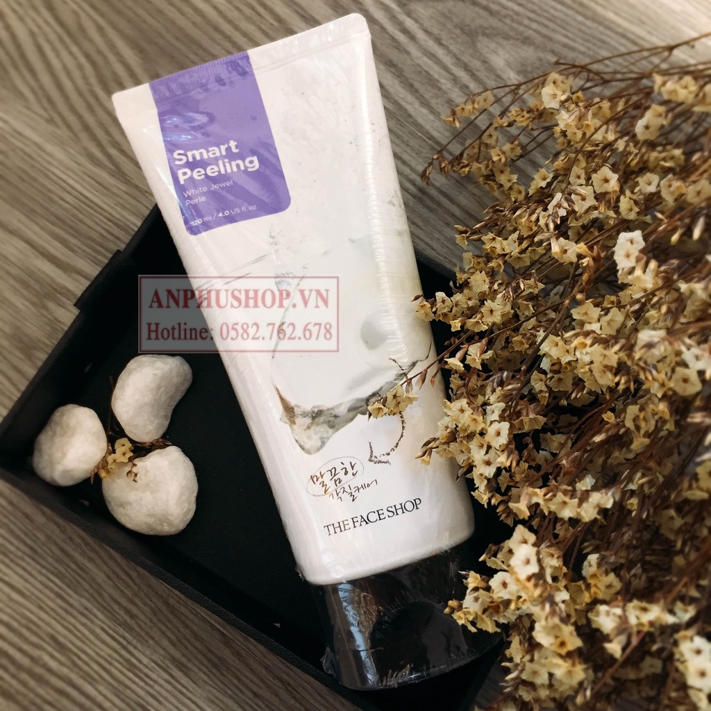 Tẩy da chết  ngọc trai Smart Peeling White Jewel, Tẩy tế bào chết da mặt The Face Shop ( Hàng chính hãng)