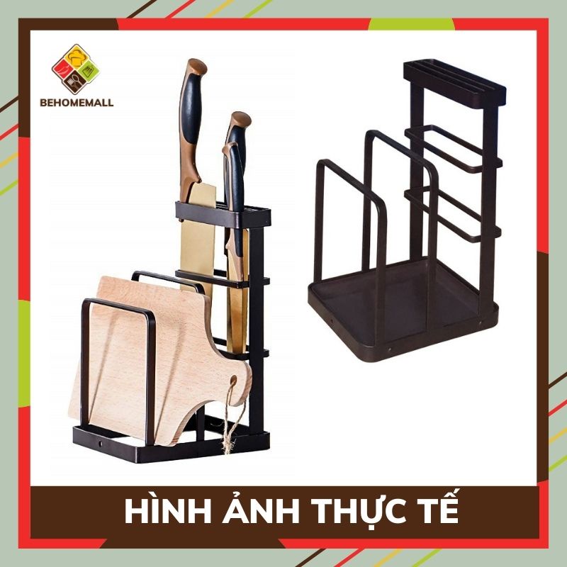 Kệ để dao thớt inox sơn tĩnh điện BEHOMEMALL giá để dao thớt nhà bếp hiện đại